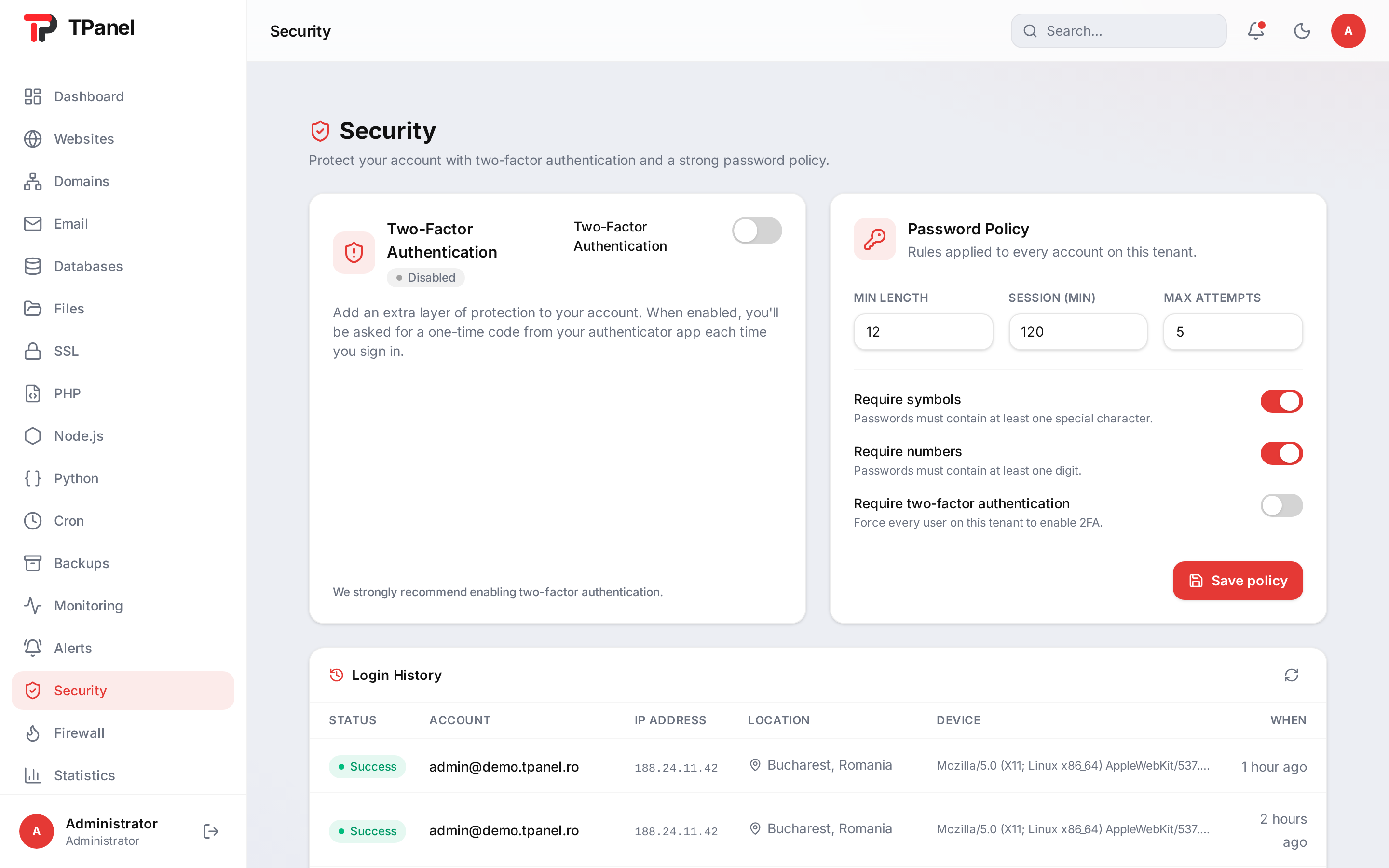 TPanel security module